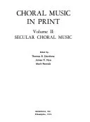 Choral Music in Print: Secular choral music
